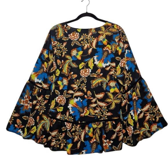 I.N.C International Concepts Women’s Blouse floral bell sleeve V-Neck 2X Peasant - Picture 7 of 12